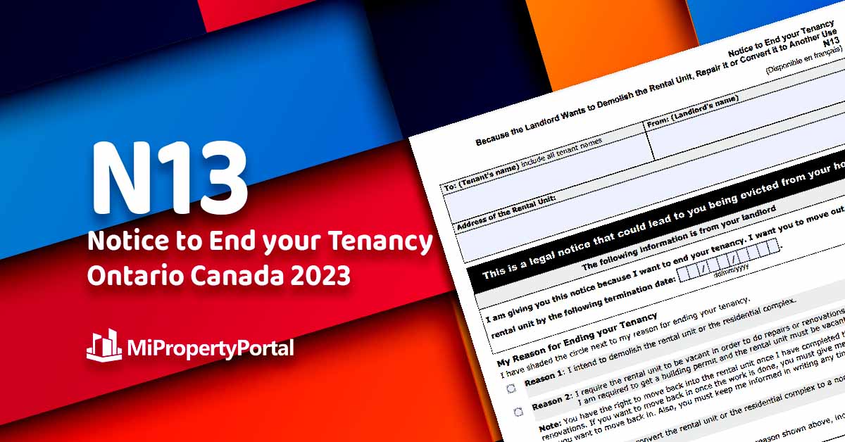 Form N13 Notice to End your Tenancy Ontario Canada 2024 |  MiPP