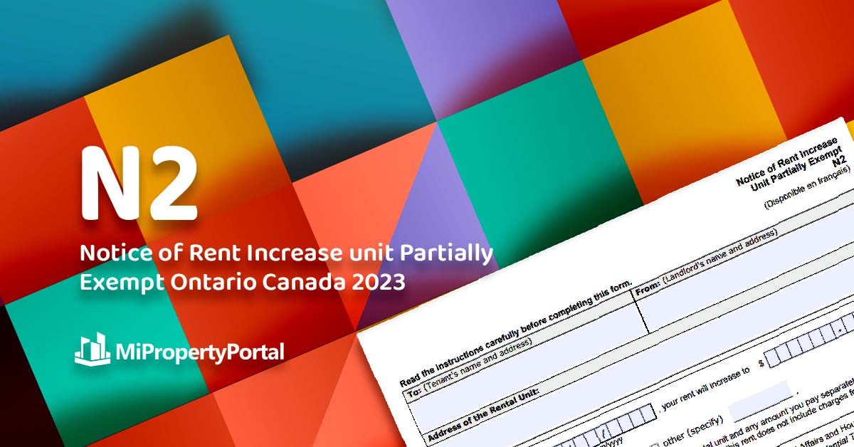 N2 Form Notice of Rent Increase Unit Partially Exempt Ontario Canada 2024